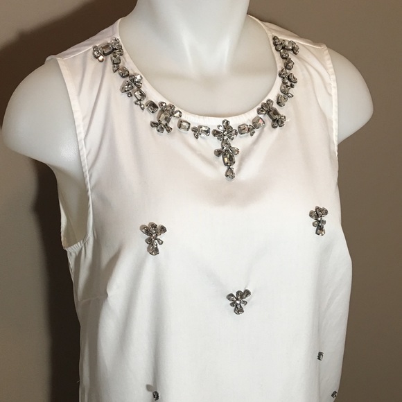 J Crew Rhinestone Embellished Sleeveless Blouse - Picture 2 of 7